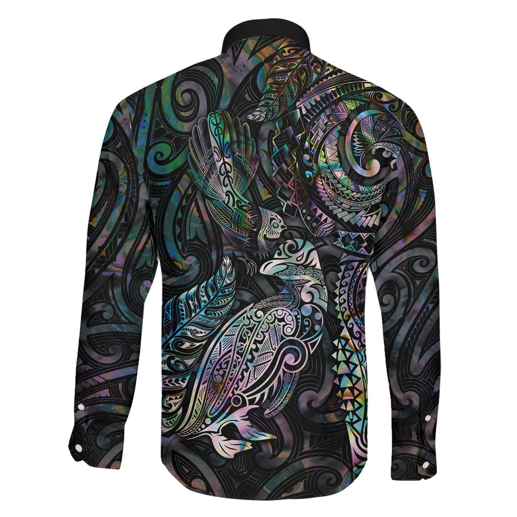 Aotearoa Moko Tribal Tattoo Family Matching Summer Maxi Dress and Hawaiian Shirt New Zealand Maori Penguin and Fantail Paua Shell Style LT03 - Polynesian Pride