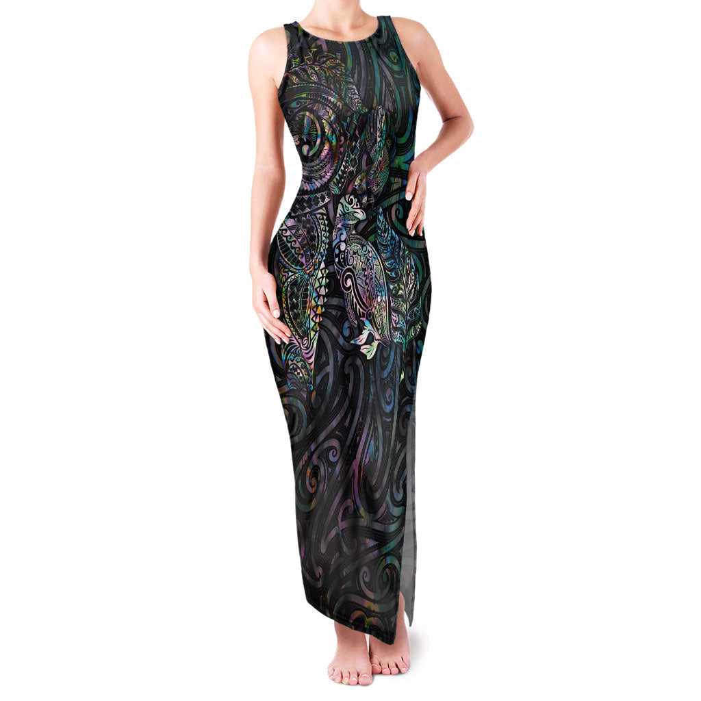 Aotearoa Moko Tribal Tattoo Family Matching Tank Maxi Dress and Hawaiian Shirt New Zealand Maori Penguin and Fantail Paua Shell Style