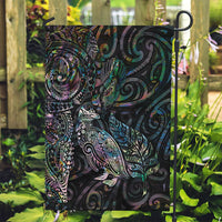 Aotearoa Moko Tribal Tattoo Garden Flag New Zealand Maori Penguin and Fantail Paua Shell Style