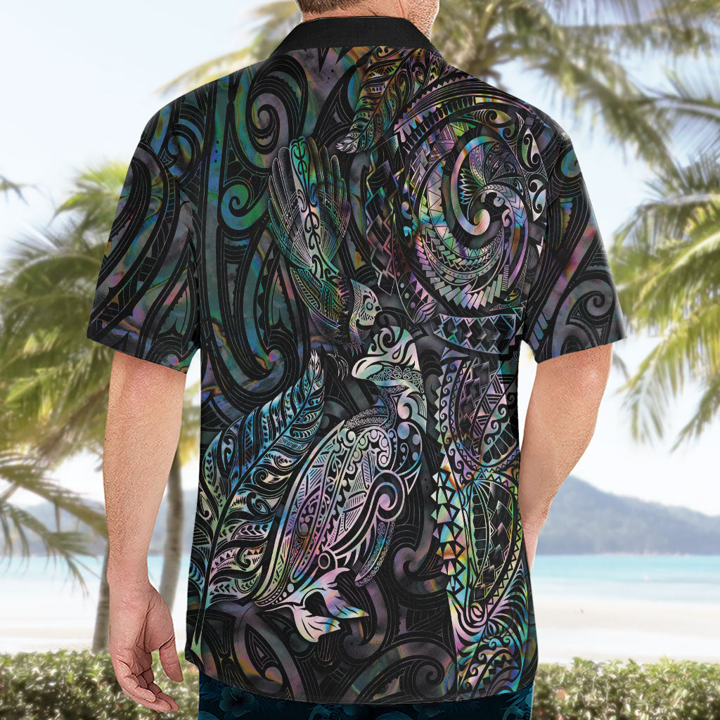 Aotearoa Moko Tribal Tattoo Hawaiian Shirt New Zealand Maori Penguin and Fantail Paua Shell Style