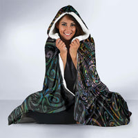 Aotearoa Moko Tribal Tattoo Hooded Blanket New Zealand Maori Penguin and Fantail Paua Shell Style