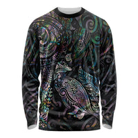 Aotearoa Moko Tribal Tattoo Long Sleeve Shirt New Zealand Maori Penguin and Fantail Paua Shell Style