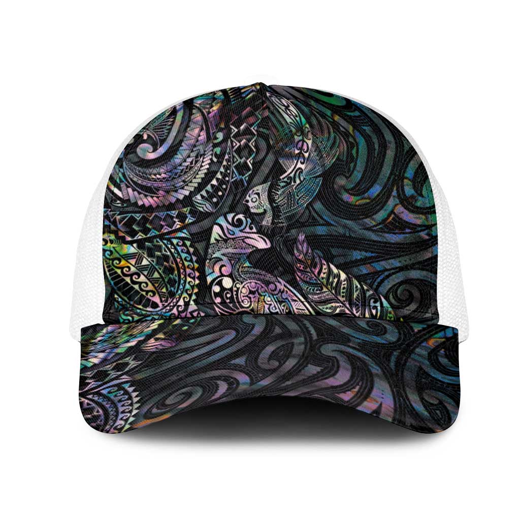 Aotearoa Moko Tribal Tattoo Mesh Trucker Cap New Zealand Maori Penguin and Fantail Paua Shell Style