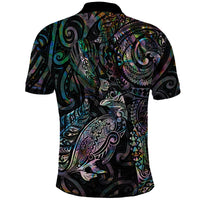 Aotearoa Moko Tribal Tattoo Polo Shirt New Zealand Maori Penguin and Fantail Paua Shell Style