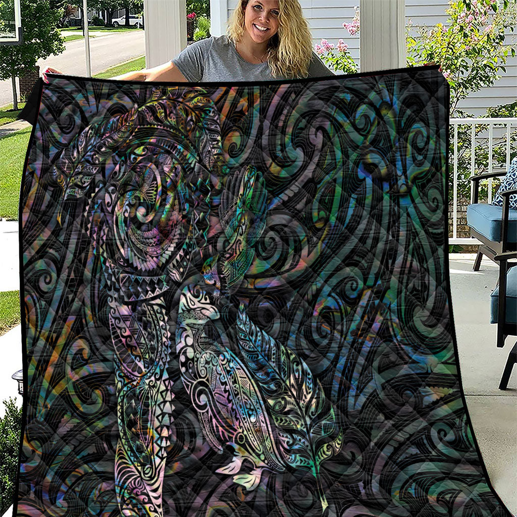 Aotearoa Moko Tribal Tattoo Quilt New Zealand Maori Penguin and Fantail Paua Shell Style LT03 Multicolor - Polynesian Pride