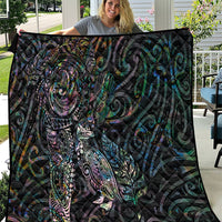 Aotearoa Moko Tribal Tattoo Quilt New Zealand Maori Penguin and Fantail Paua Shell Style LT03 Multicolor - Polynesian Pride