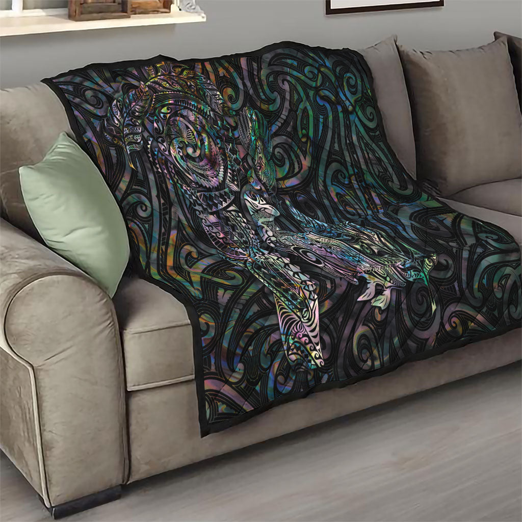 Aotearoa Moko Tribal Tattoo Quilt New Zealand Maori Penguin and Fantail Paua Shell Style LT03 - Polynesian Pride