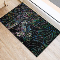 Aotearoa Moko Tribal Tattoo Rubber Doormat New Zealand Maori Penguin and Fantail Paua Shell Style