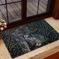 Aotearoa Moko Tribal Tattoo Rubber Doormat New Zealand Maori Penguin and Fantail Paua Shell Style