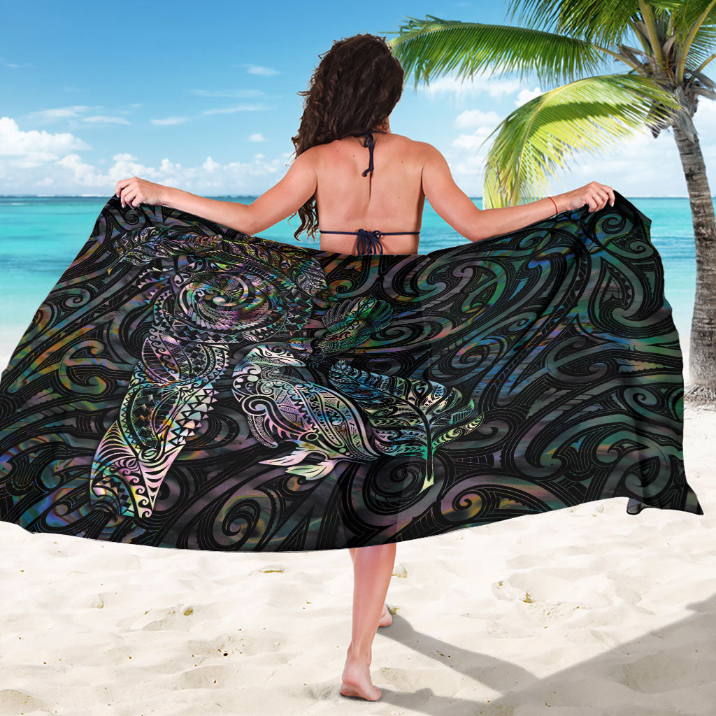 Aotearoa Moko Tribal Tattoo Sarong New Zealand Maori Penguin and Fantail Paua Shell Style LT03 - Polynesian Pride
