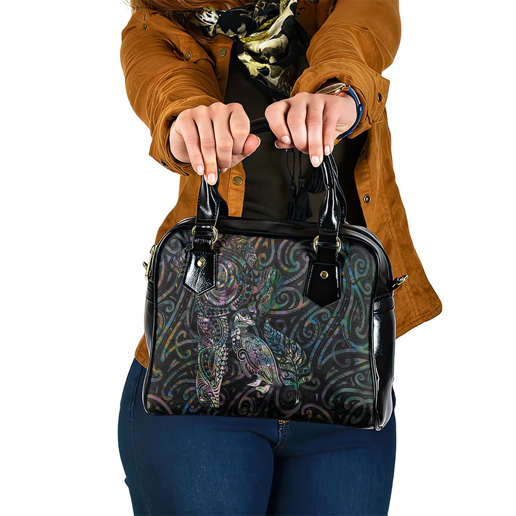 Aotearoa Moko Tribal Tattoo Shoulder Handbag New Zealand Maori Penguin and Fantail Paua Shell Style