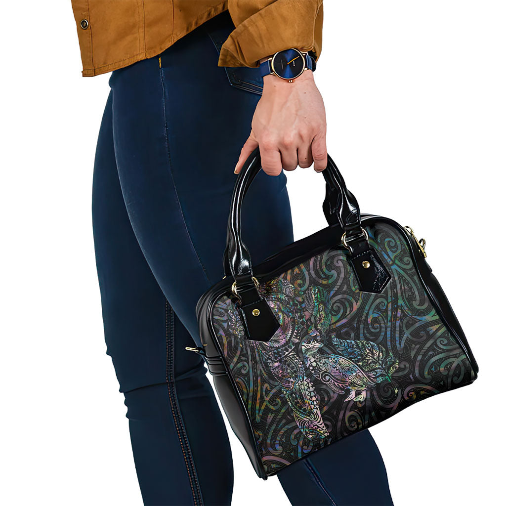 Aotearoa Moko Tribal Tattoo Shoulder Handbag New Zealand Maori Penguin and Fantail Paua Shell Style