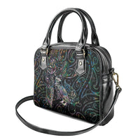 Aotearoa Moko Tribal Tattoo Shoulder Handbag New Zealand Maori Penguin and Fantail Paua Shell Style