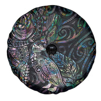 Aotearoa Moko Tribal Tattoo Spare Tire Cover New Zealand Maori Penguin and Fantail Paua Shell Style