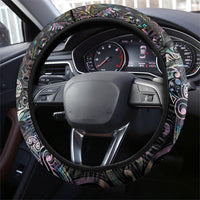 Aotearoa Moko Tribal Tattoo Steering Wheel Cover New Zealand Maori Penguin and Fantail Paua Shell Style