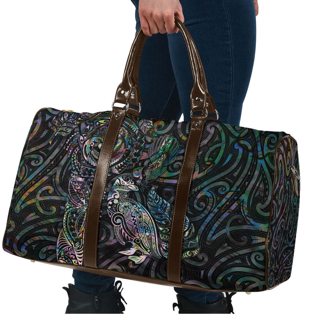 Aotearoa Moko Tribal Tattoo Travel Bag New Zealand Maori Penguin and Fantail Paua Shell Style