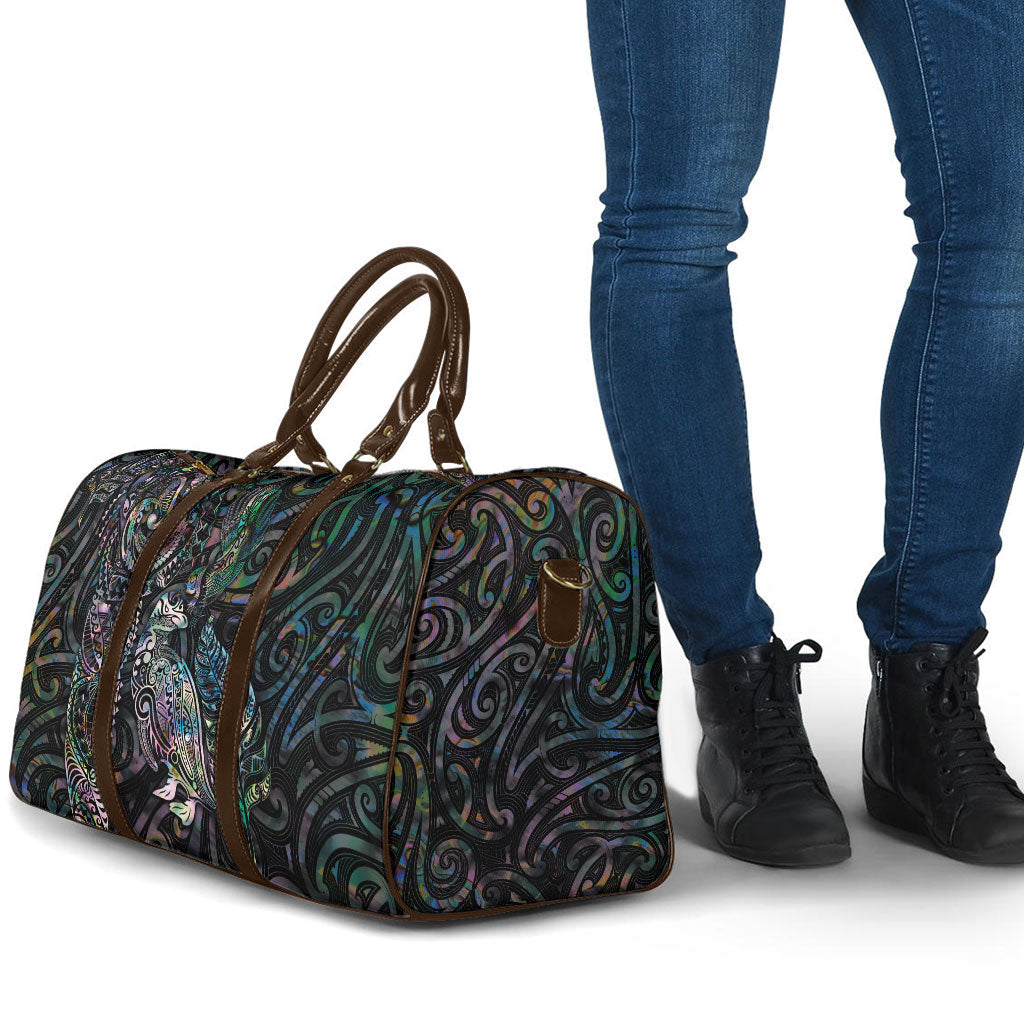 Aotearoa Moko Tribal Tattoo Travel Bag New Zealand Maori Penguin and Fantail Paua Shell Style