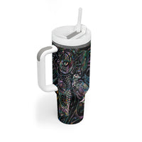 Aotearoa Moko Tribal Tattoo Tumbler With Handle New Zealand Maori Penguin and Fantail Paua Shell Style