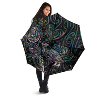 Aotearoa Moko Tribal Tattoo Umbrella New Zealand Maori Penguin and Fantail Paua Shell Style LT03 - Polynesian Pride