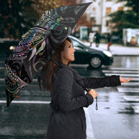 Aotearoa Moko Tribal Tattoo Umbrella New Zealand Maori Penguin and Fantail Paua Shell Style LT03 - Polynesian Pride
