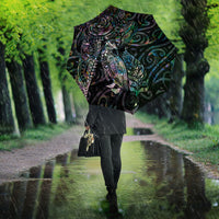 Aotearoa Moko Tribal Tattoo Umbrella New Zealand Maori Penguin and Fantail Paua Shell Style LT03 - Polynesian Pride