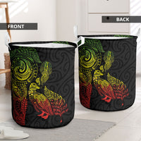 Aotearoa Moko Tribal Tattoo Laundry Basket New Zealand Maori Penguin and Fantail Reggae Style