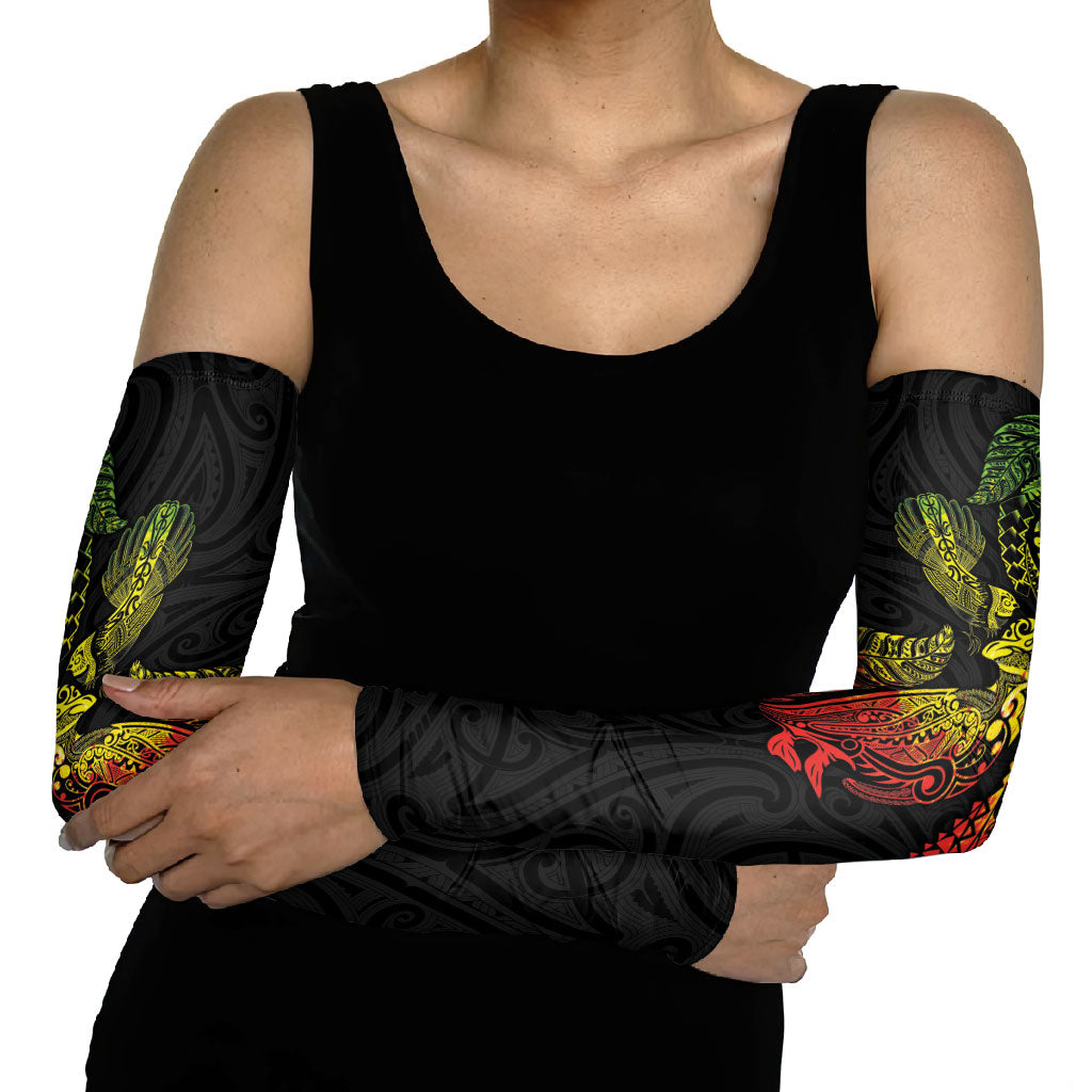 Aotearoa Moko Tribal Tattoo Arm Sleeves New Zealand Maori Penguin and Fantail Reggae Style