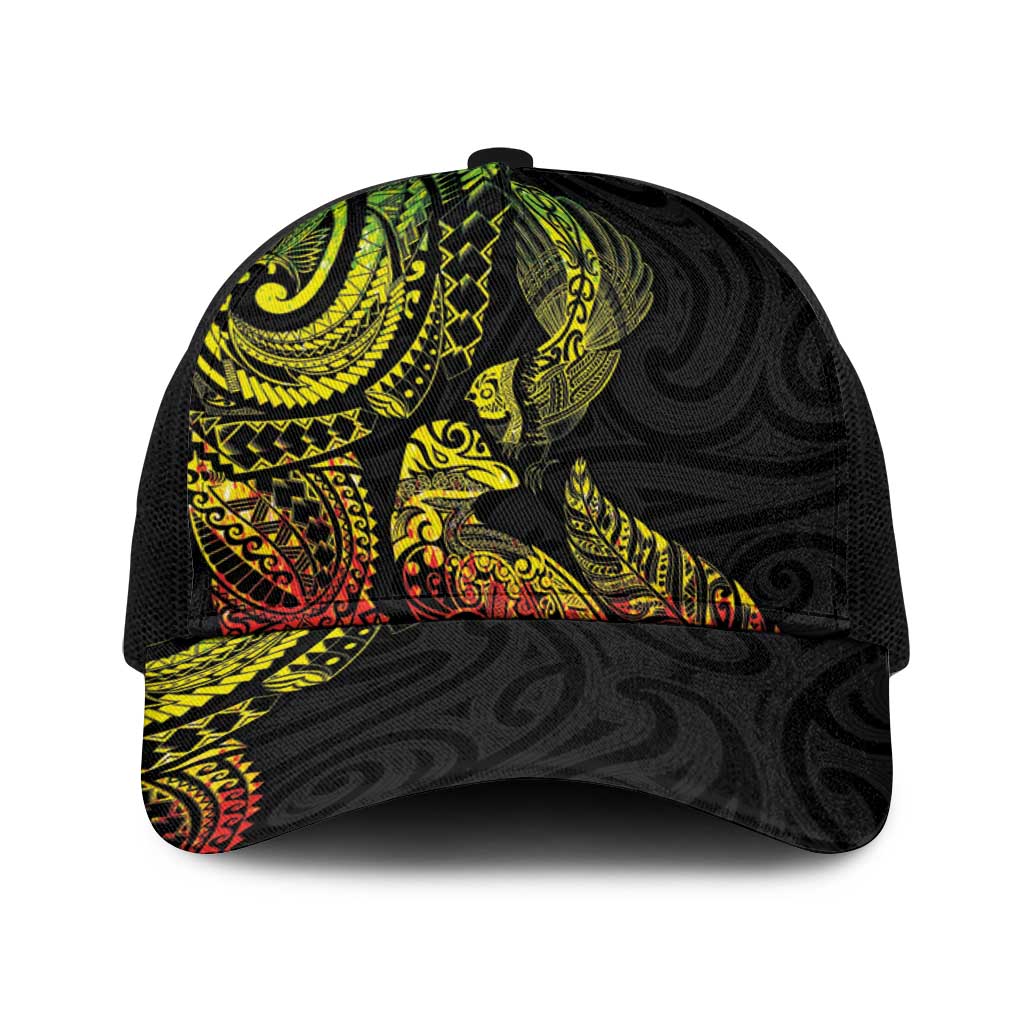 Aotearoa Moko Tribal Tattoo Baseball Net Cap New Zealand Maori Penguin and Fantail Reggae Style