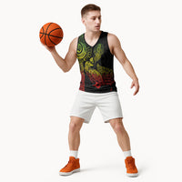 Aotearoa Moko Tribal Tattoo Basketball Jersey New Zealand Maori Penguin and Fantail Reggae Style