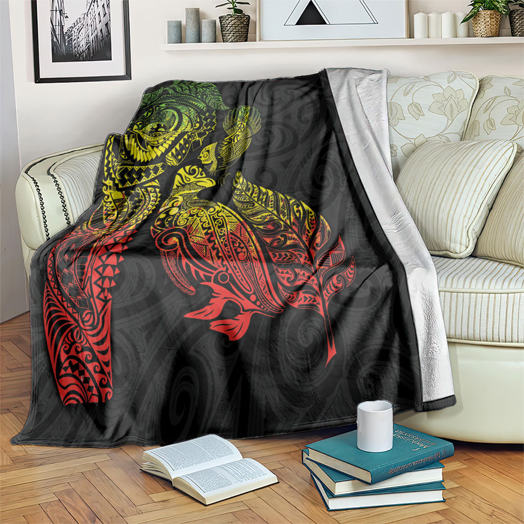 Aotearoa Moko Tribal Tattoo Blanket New Zealand Maori Penguin and Fantail Reggae Style LT03 Multicolor - Polynesian Pride