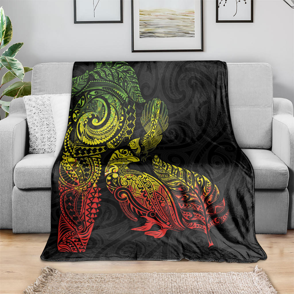 Aotearoa Moko Tribal Tattoo Blanket New Zealand Maori Penguin and Fantail Reggae Style LT03 - Polynesian Pride
