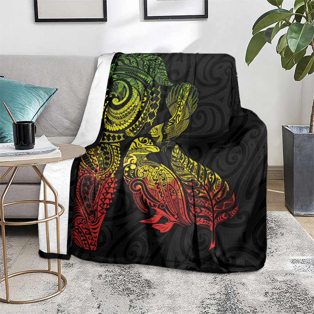 Aotearoa Moko Tribal Tattoo Blanket New Zealand Maori Penguin and Fantail Reggae Style LT03 - Polynesian Pride