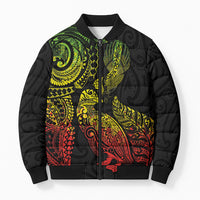 Aotearoa Moko Tribal Tattoo Bomber Puffer Jacket New Zealand Maori Penguin and Fantail Reggae Style