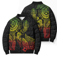 Aotearoa Moko Tribal Tattoo Bomber Puffer Jacket New Zealand Maori Penguin and Fantail Reggae Style