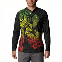 Aotearoa Moko Tribal Tattoo Button Sweatshirt New Zealand Maori Penguin and Fantail Reggae Style