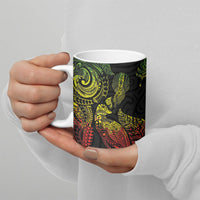 Aotearoa Moko Tribal Tattoo Ceramic Mug New Zealand Maori Penguin and Fantail Reggae Style