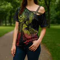 Aotearoa Moko Tribal Tattoo Cross Shoulder Shirt New Zealand Maori Penguin and Fantail Reggae Style