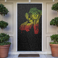 Aotearoa Moko Tribal Tattoo Door Cover New Zealand Maori Penguin and Fantail Reggae Style