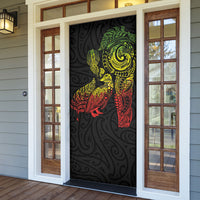 Aotearoa Moko Tribal Tattoo Door Cover New Zealand Maori Penguin and Fantail Reggae Style