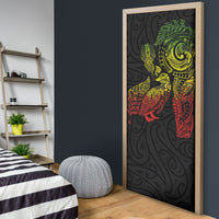 Aotearoa Moko Tribal Tattoo Door Cover New Zealand Maori Penguin and Fantail Reggae Style