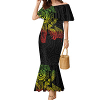 Aotearoa Moko Tribal Tattoo Family Matching Mermaid Dress and Hawaiian Shirt New Zealand Maori Penguin and Fantail Reggae Style