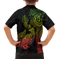 Aotearoa Moko Tribal Tattoo Family Matching Puletasi and Hawaiian Shirt New Zealand Maori Penguin and Fantail Reggae Style LT03 - Polynesian Pride