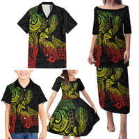 Aotearoa Moko Tribal Tattoo Family Matching Puletasi and Hawaiian Shirt New Zealand Maori Penguin and Fantail Reggae Style LT03 - Polynesian Pride