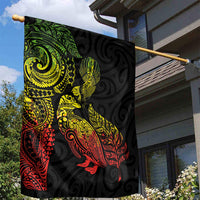 Aotearoa Moko Tribal Tattoo Garden Flag New Zealand Maori Penguin and Fantail Reggae Style