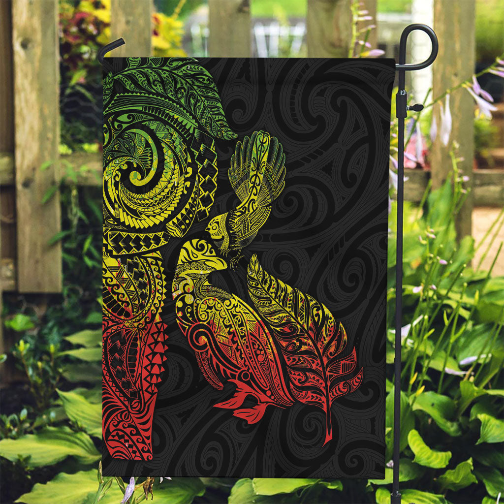 Aotearoa Moko Tribal Tattoo Garden Flag New Zealand Maori Penguin and Fantail Reggae Style