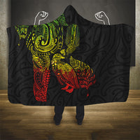 Aotearoa Moko Tribal Tattoo Hooded Blanket New Zealand Maori Penguin and Fantail Reggae Style