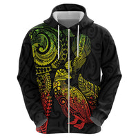 Aotearoa Moko Tribal Tattoo Hoodie New Zealand Maori Penguin and Fantail Reggae Style