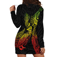 Aotearoa Moko Tribal Tattoo Hoodie Dress New Zealand Maori Penguin and Fantail Reggae Style LT03 - Polynesian Pride