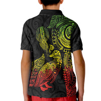 Aotearoa Moko Tribal Tattoo Kid Polo Shirt New Zealand Maori Penguin and Fantail Reggae Style