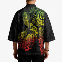 Aotearoa Moko Tribal Tattoo Kimono New Zealand Maori Penguin and Fantail Reggae Style